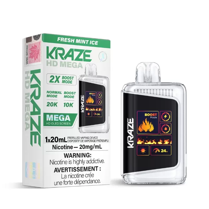 Kraze HD Mega Fresh Mint Ice (20K Puffs) Disposable Vape