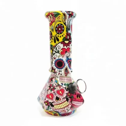 6” Crimson Skull Prism Hex Bong