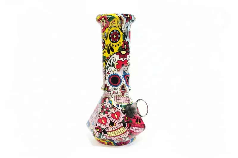 6” Crimson Skull Prism Hex Bong