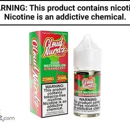 SOUR WATERMELON STRAWBERRY BY CLOUD NURDZ SALT 30ML