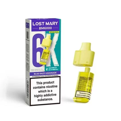 Lost Mary BM6000 Blue Razz Lemonade Prefilled Vape Pods – 20mg