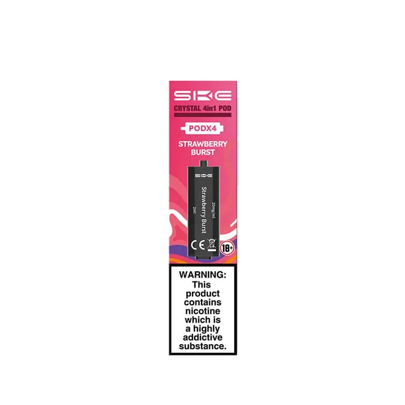 SKE Crystal 2400 4in1 Strawberry Burst Pre-Filled Vape Pods 20mg – 4 x Pods