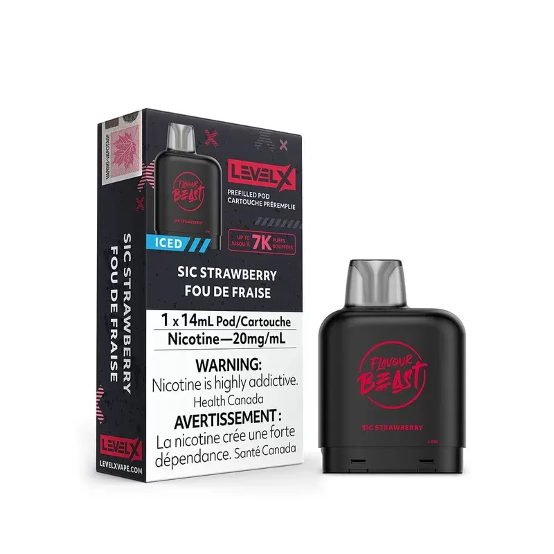 Flavour Beast Level X Sic Strawberry Iced Disposable Vape Pod