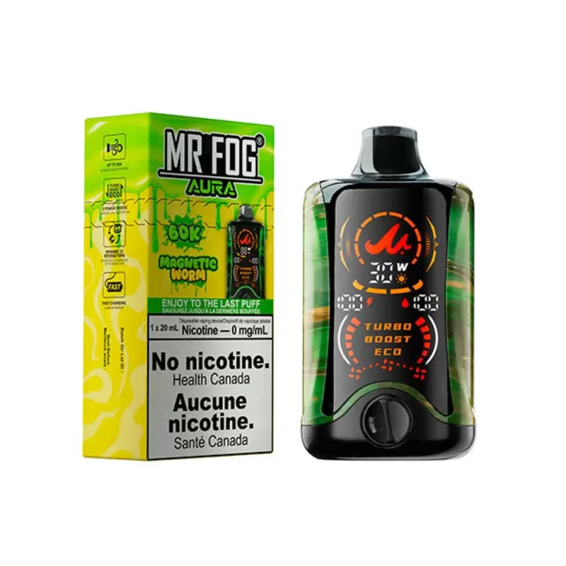 Mr Fog Aura 60K Disposable Vape Nicotine Free – Magnetic Worm