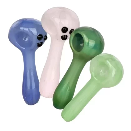 4CT BUNDLE – Deluxe Colored Glass Spoon Pipes – 3.5