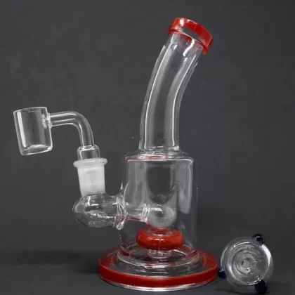 6″ Red Flat Base Shower Bend Dab Rig