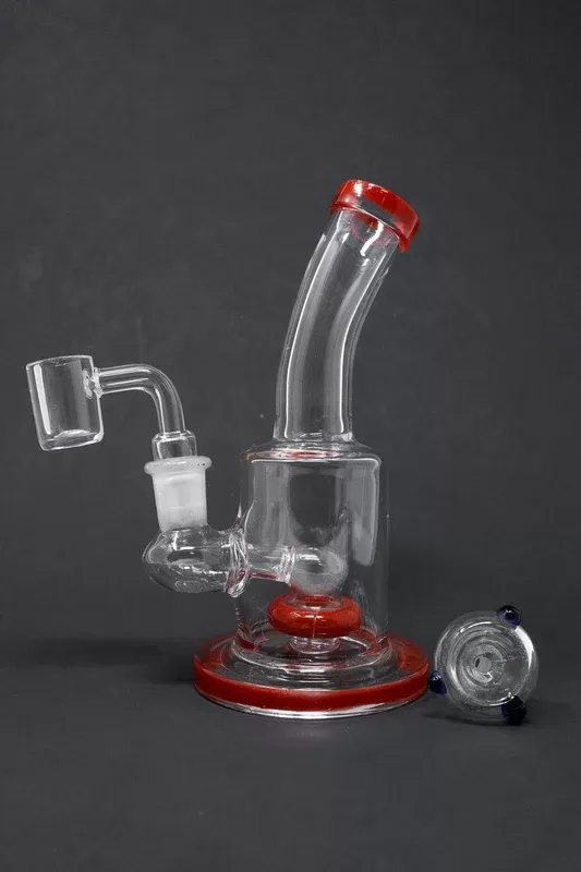 6″ Red Flat Base Shower Bend Dab Rig