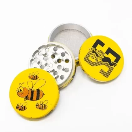 4 pc Magnetic Yellow Bumble Bee Metal Grinder w/ Sharp Teeth