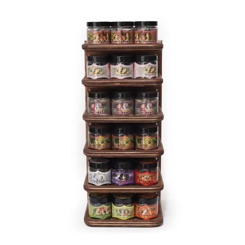 Prabhuji Display Rack – Herbal Resin Incense – Basic and Intention Lines – 36 Jars 2.4oz