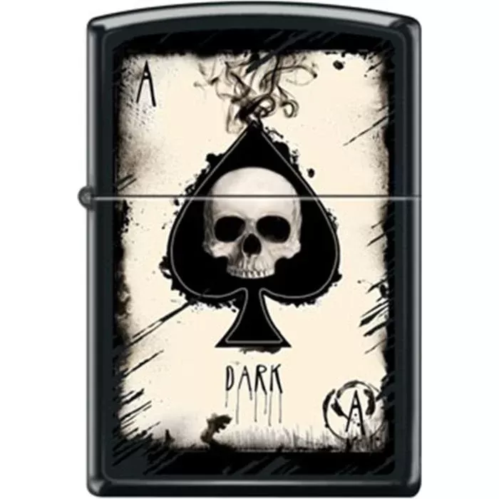 Zippo Lighter – Dark Ace Skull Black Matte