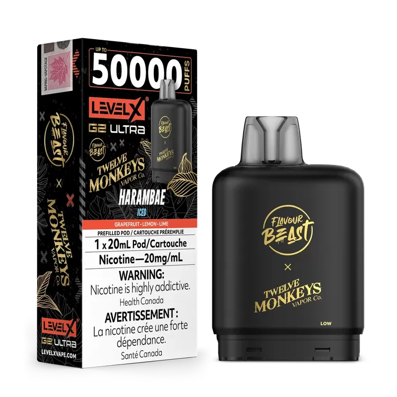 Harambae Iced – Flavour Beast x 12 Monkeys Level X G2 Ultra 50K Vape Pod