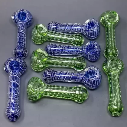 5″ Blue/Green Web Hand Pipes -10 pc Bundle