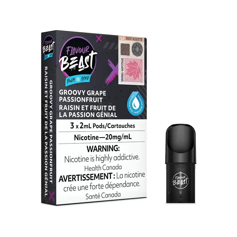 STLTH Compatible Flavour Beast Groovy Grape Passionfruit Iced Vape Pods