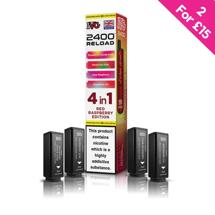 Red Raspberry Edition – IVG 2400 Reload 4-in-1 Prefilled PODS