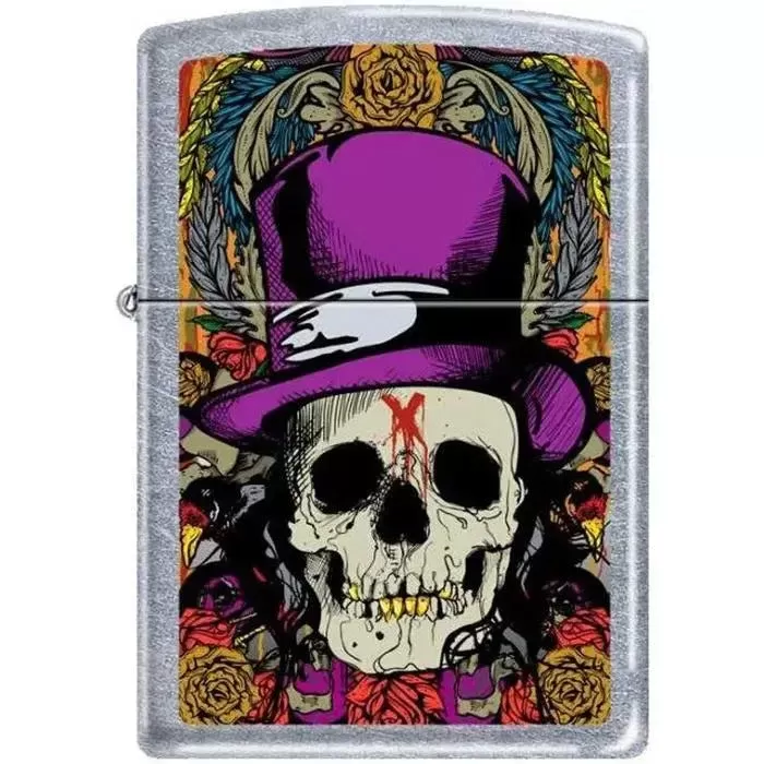 Zippo Lighter – Skull With Top Hat Street Chrome