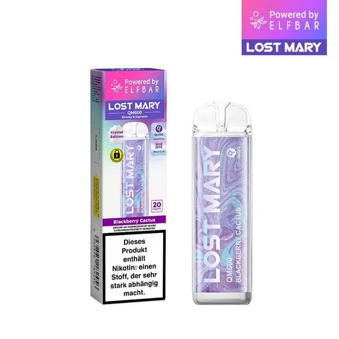 Elfbar Lost Mary QM600 – Blackberry Cactus - Aromen / Propylenglykol / pflanzliches Glycerin / Nikotin-Benzoat / 20mg/ml / ca. 600 / 360 mAh