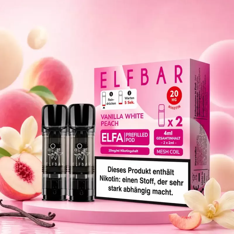 Elf Bar ELFA – Vanilla White Peach – Prefilled Liquid Pod – (2er Pack)