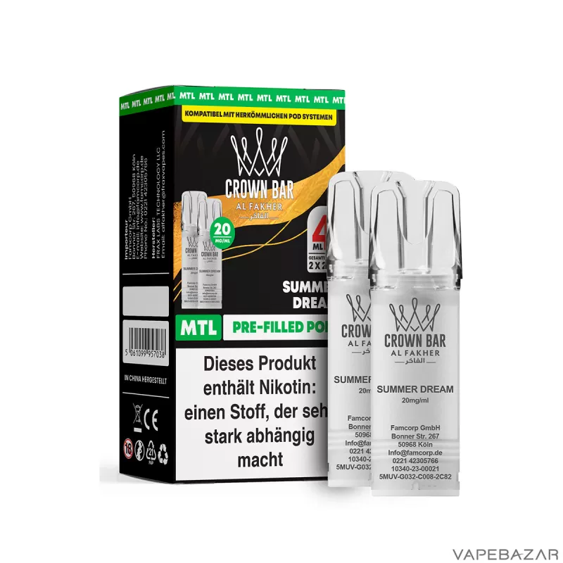 Al Fakher Pods Crown Bar 600 – MTL 20mg – Summer Dream - Früchtemix / Mango / Ananas / Orange - Image 2