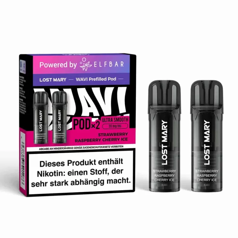 Elfbar Lost Mary WAVI – Prefilled Pod – Strawberry Raspberry Cherry Ice - Himbeere / Kirsche / Erdbeere / Ice