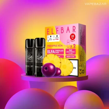ELFBAR ELFA Pods Pineapple Acai 20mg – 2er Pack - Elf Bar / Propylenglykol / Aromastoffe / Glycerin / Nikotinsalz / Cooling Agent
