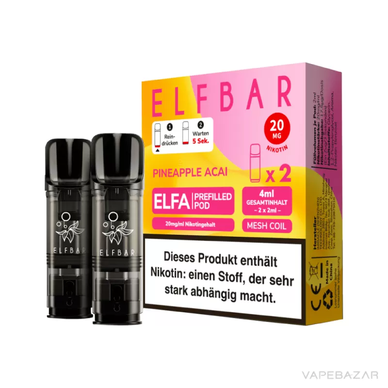 ELFBAR ELFA Pods Pineapple Acai 20mg – 2er Pack - Elf Bar / Propylenglykol / Aromastoffe / Glycerin / Nikotinsalz / Cooling Agent - Image 3