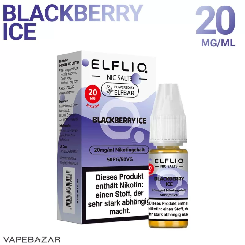 Elfliq Nikotinsalz Liquid – Blackberry Ice 20mg/ml Nikotin - ELFLIQ by elfbar / Glycerin, Propylenglykol, Aroma, Nikotinsalz, Ethylbutyrat / 20mg/ml / Ice / Brombeere - Image 2