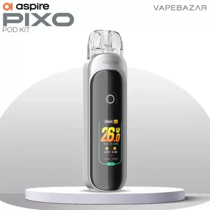 Aspire Pixo Pod Kit – Ice Silver - Pod Kit / Aspire / 1100 mAh / 3ml / 1.0 Ω / 0.4 Ω / 5 - 30 Watt / USB-C