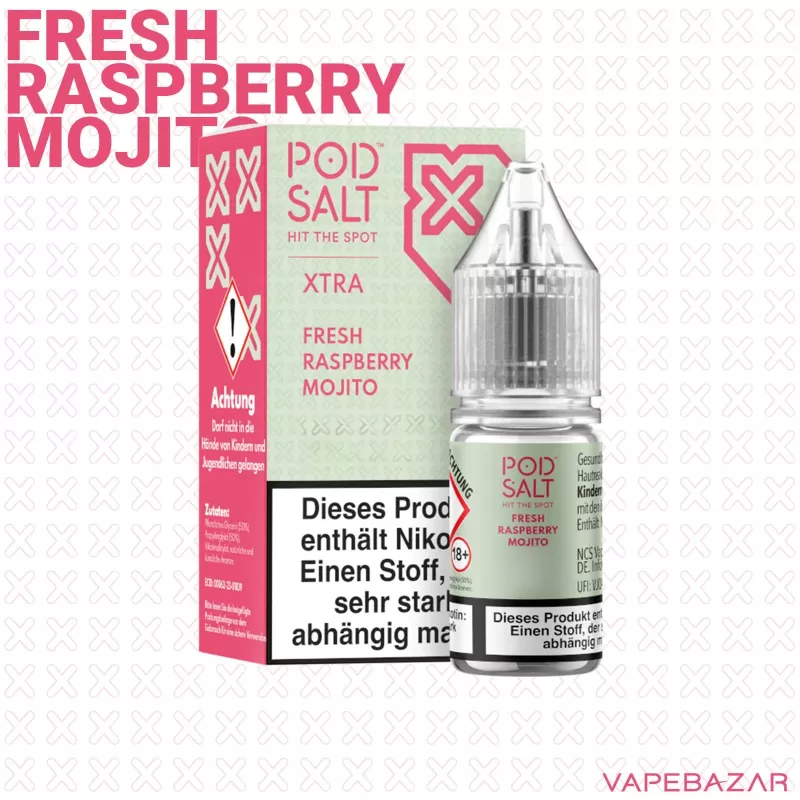 Pod Salt X Nikotinsalz Liquid – Fresh Raspberry Mojito - Image 2