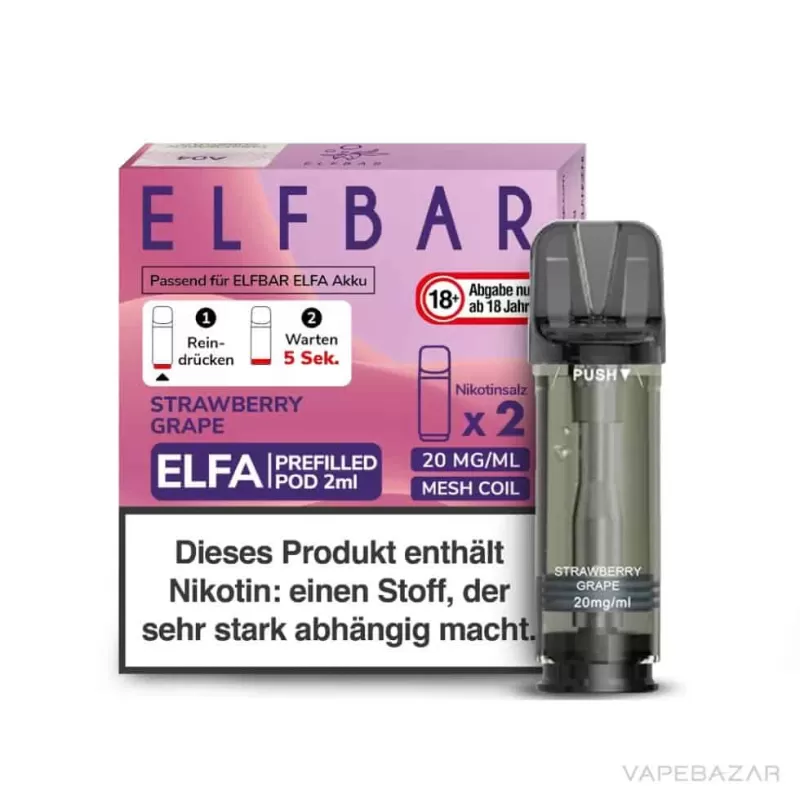 ELFBAR ELFA Pods Strawberry Grape 20mg – 2er Pack - Elf Bar / Nikotinsalz / Cooling Agent / Propylenglykol / Aromastoffe / Glycerin - Image 3