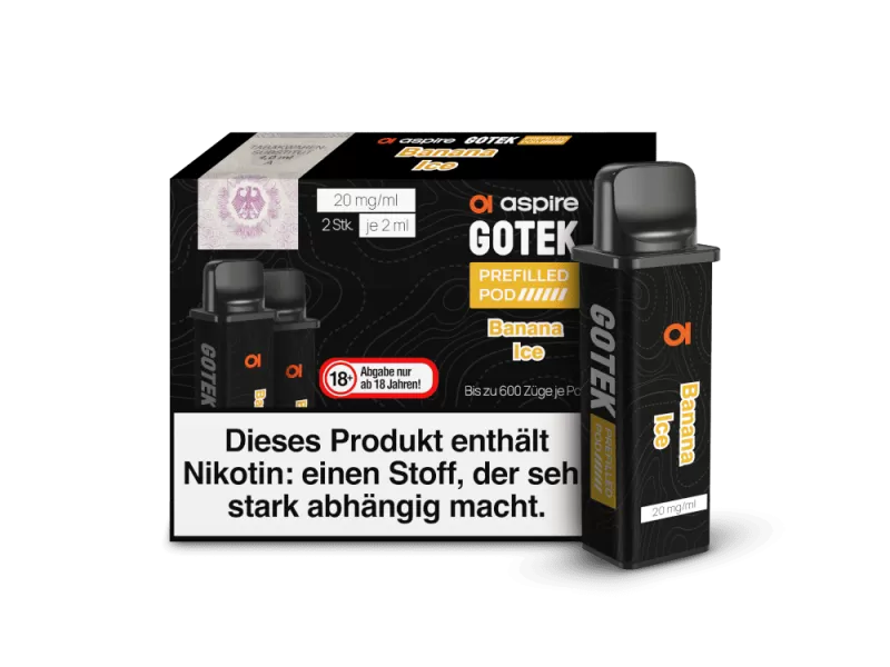 Aspire Gotek x Prefilled Pod – Banana Ice (2er Pack) - Aspire GoTek X / Banane / Ice / Propylenglykol / Aromastoffe / Glycerin / Nikotinsalz / Cooling Agent