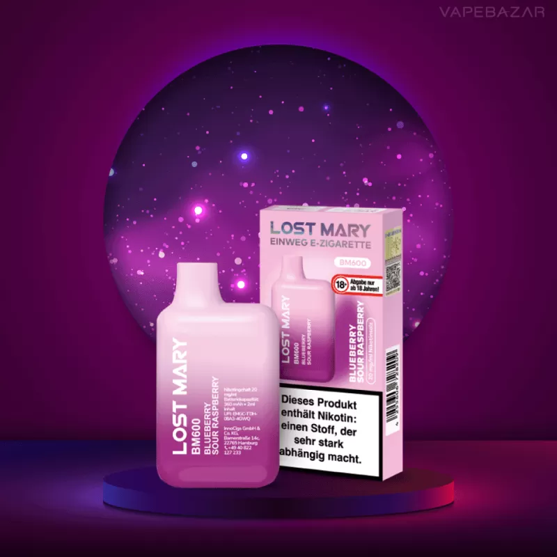 Elf Bar Lost Mary – Blueberry Sour Raspberry - Elf Bar Lost Mary / Blaubeere / Glycerin / Propylenglykol / Nikotinsalz / Aromastoffe / 20mg/ml / 550 mAh / ca. 600