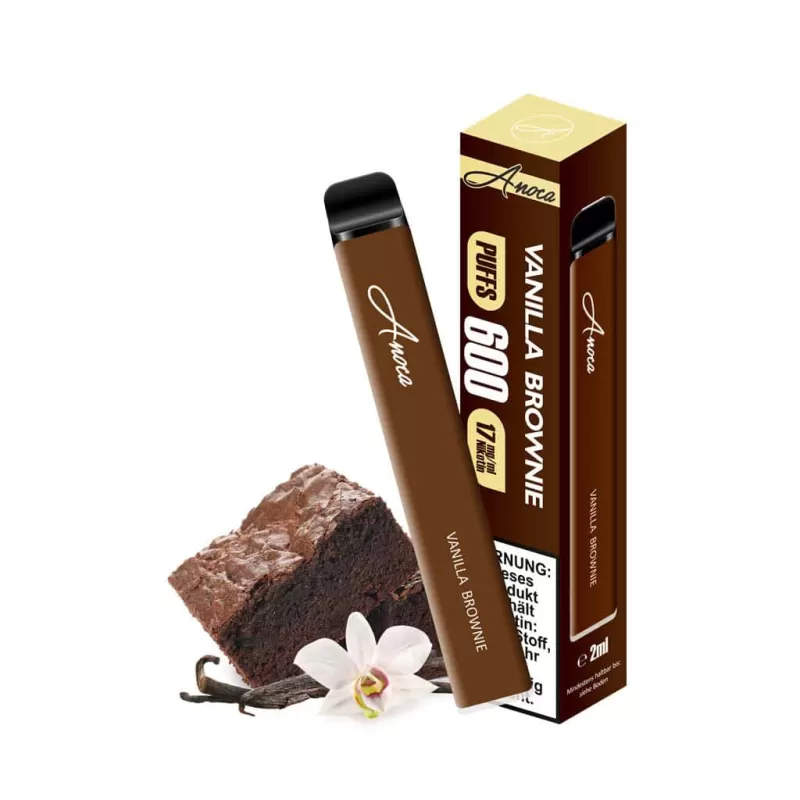 Anoca – Vanilla Brownie - Vanille / 500 mAh / Nikotinsalz / Propylenglykol / pflanzliches Glycerin / Aromastoffe / 17mg/ml / ca. 600