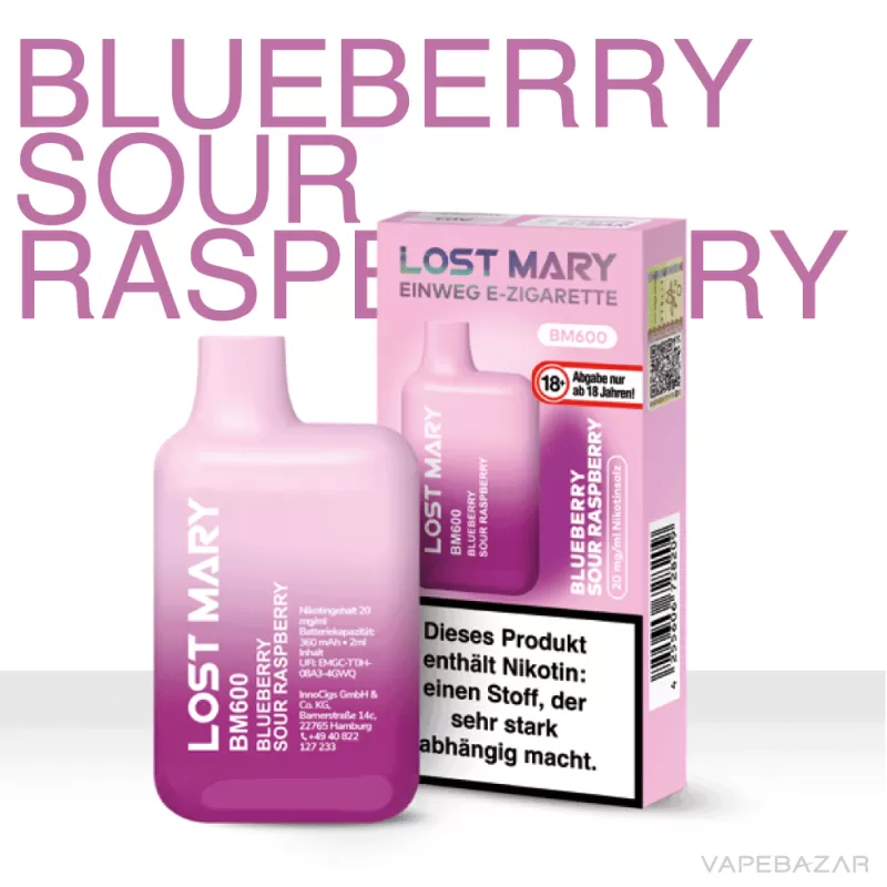 Elf Bar Lost Mary – Blueberry Sour Raspberry - Elf Bar Lost Mary / Blaubeere / Glycerin / Propylenglykol / Nikotinsalz / Aromastoffe / 20mg/ml / 550 mAh / ca. 600 - Image 2