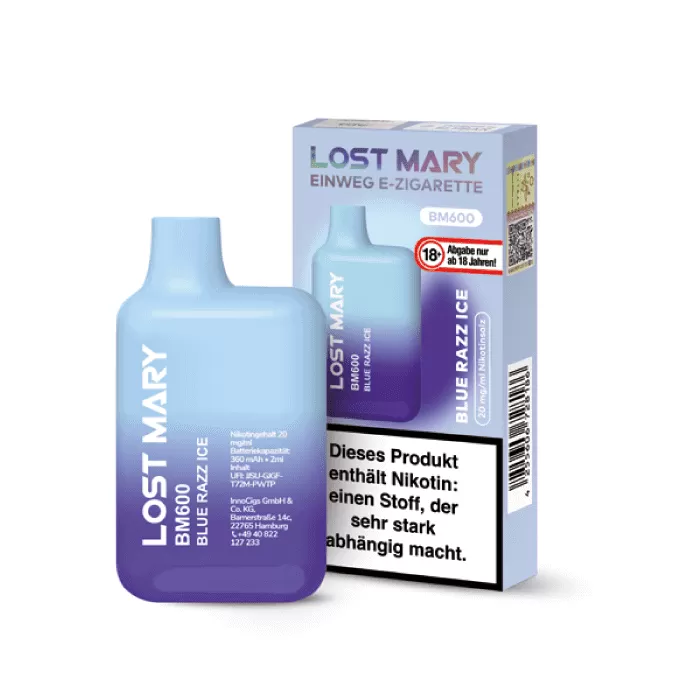 Elf Bar Lost Mary – Blue Razz Ice - Elf Bar Lost Mary / Glycerin / Propylenglykol / Nikotinsalz / Aromastoffe / 20mg/ml / 550 mAh / ca. 600 - Image 3