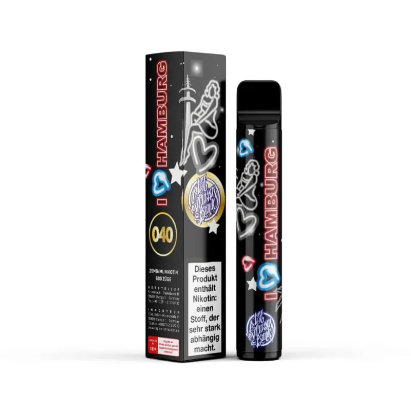 187 Strassenbande – #04066 I Love Hamburg - Beeren Mix / Himbeere / 187 Strassenbande / 20mg/ml / 500 mAh / Propylenglykol / Aromastoffe / Glycerin / Nikotin / ca. 600