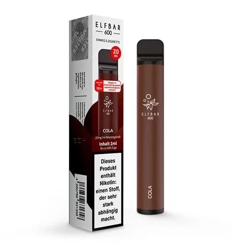ELF BAR 600 – Cola - Cola / Elf Bar / 20mg/ml / 550 mAh / Propylenglykol / pflanzliches Glycerin / Aromastoffe / Nikotin / ca. 600