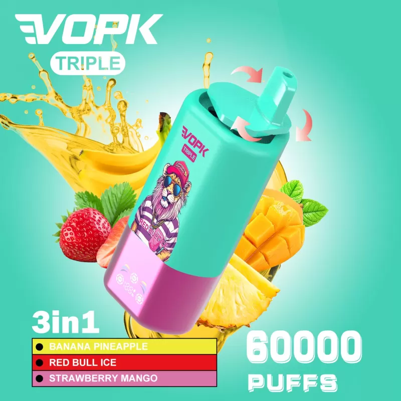 VOPK Triple 60000 60k Puffs 3 in 1 Flavors Newest Original Rechargeable LED Display Disposable Vape - Image 2
