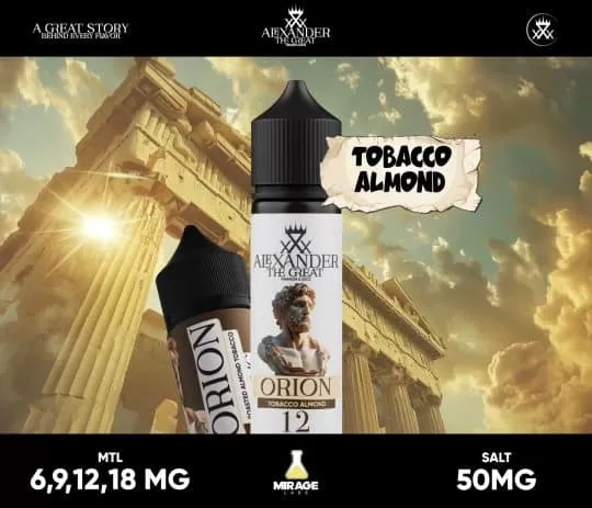 ALEXANDER ORION SALT VAPE ELIQUID – ROASTED ALMOND TOBACCO
