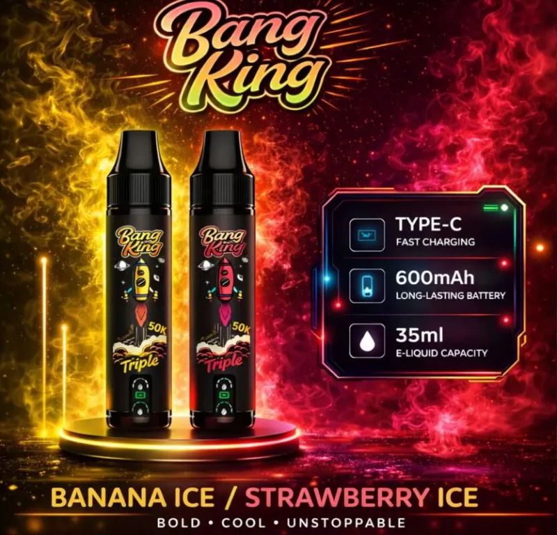Bang King 50K | 3-in-1 triple option 50000 puffs, rechargeable, disposable vape