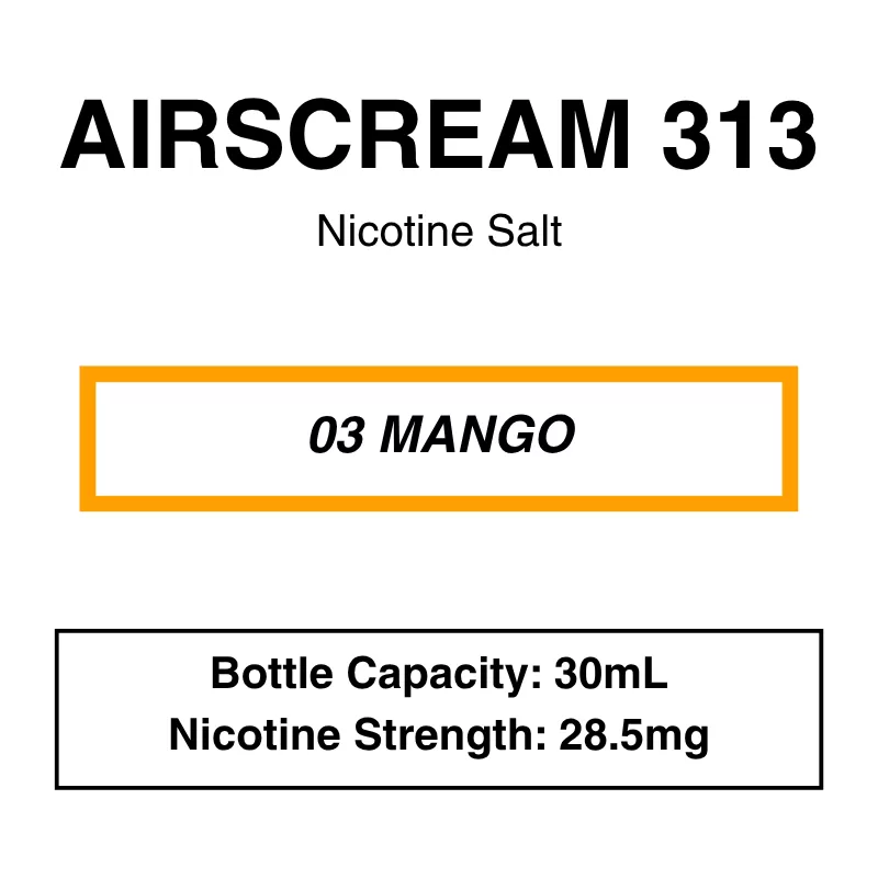 Airscream 313 E-Liquid 30ml – 28.5mg Nicotine - Image 3