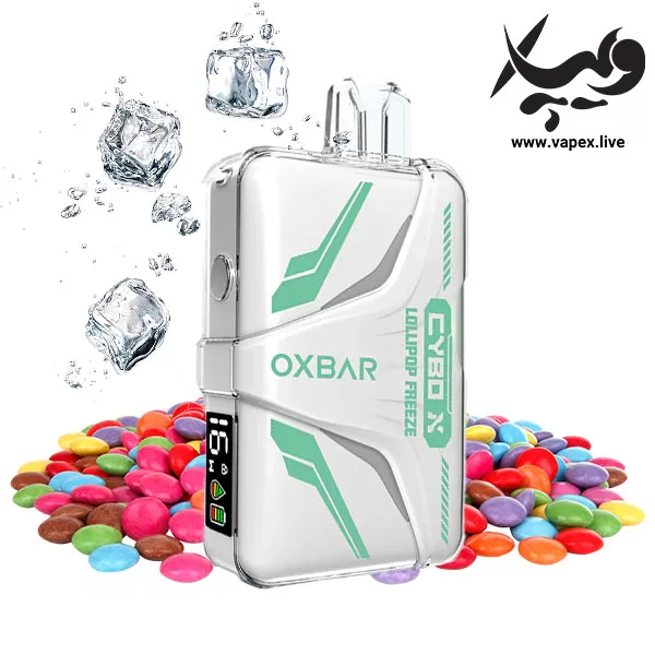 پاد یکبار مصرف اوکسبار سایبو ایکس ۲۰۰۰۰ پاف آبنبات یخی | OXBAR CyboX 20K Lollipop Freeze - اوکسبار OXBAR / ۳۰ میلی گرم / 20000 Puffs / آب نبات / دارد / دارد / type-c