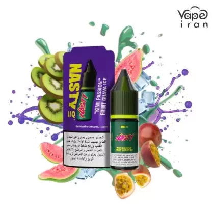 سالت کیوی، پشن فروت و گواوا نستی Nasty LIQ Kiwi Passion Fruit Guava Ice 10ml - سالت نیکوتین (Saltnic) / 20mg / حجم 10 میلی لیتر / 50 / 50 / مالزی / نستی Nasty