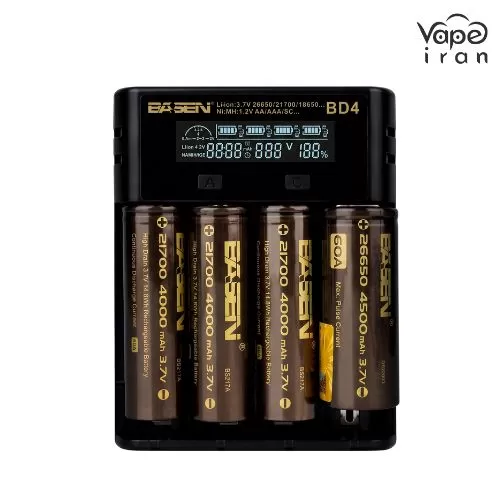 شارژر باتری ویپ Basen BD-4 - یک عدد شارژر | کابل شارژ USB | دفترچه راهنما / بیسن Basen
