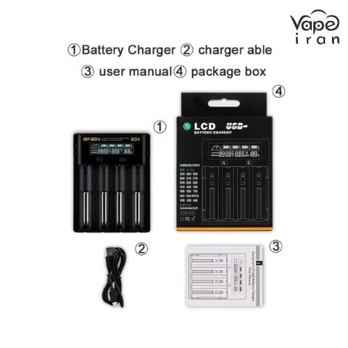 شارژر باتری ویپ Basen BD-4 - یک عدد شارژر | کابل شارژ USB | دفترچه راهنما / بیسن Basen - Image 3