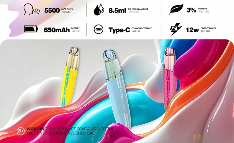 預訂 Backorder:LAMI SPEED徠米鴨嘴5500口多色漸變氛圍燈可視化油倉小火箭形態一次性電子煙 買3送1 - Image 3