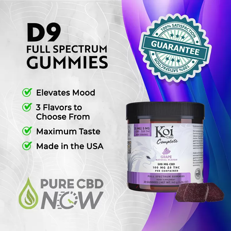 Koi Complete Full Spectrum Δ9 CBD Gummies – 30 Count Jar - Image 2