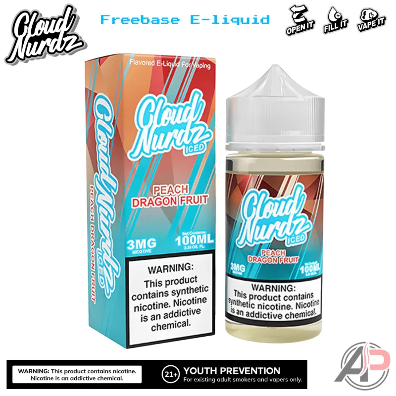 Cloud Nurdz Peach Dragon Fruit Iced E-Liquid 100mL