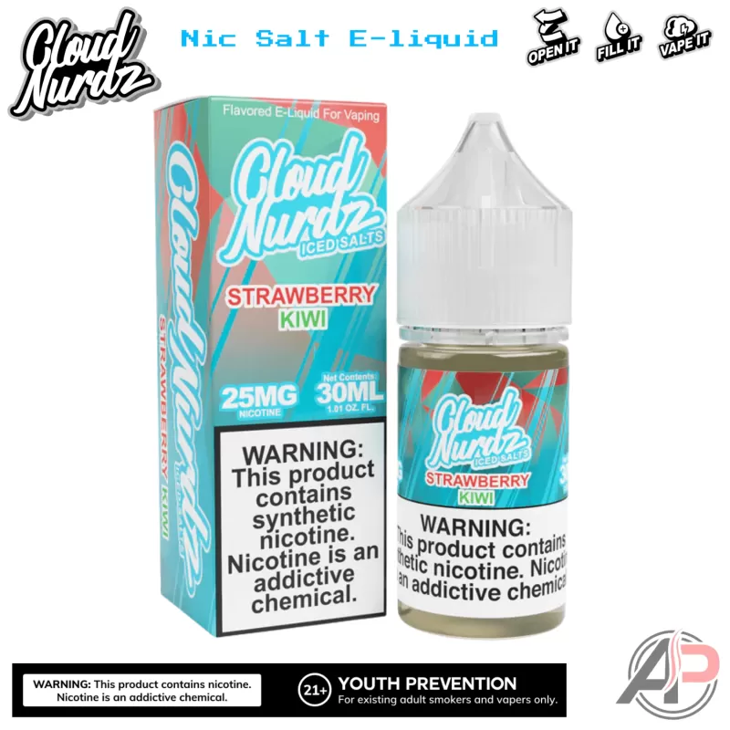 Cloud Nurdz Strawberry Kiwi Iced E-Liquid 100mL - Image 2