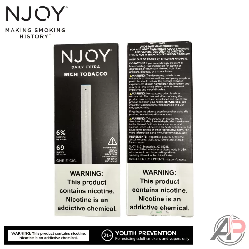Njoy Daily Extra Rich Tobacco Disposable Vape Device - Image 3