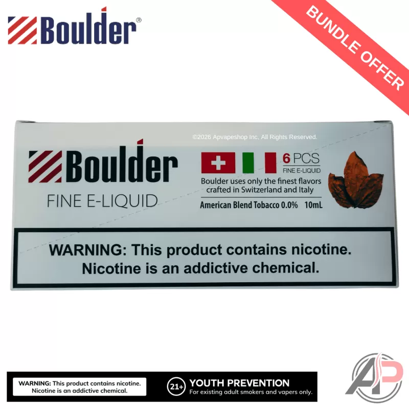 Boulder American Blend Tobacco E-Liquid 10mL 6 Bottle Bundle Box - Image 2